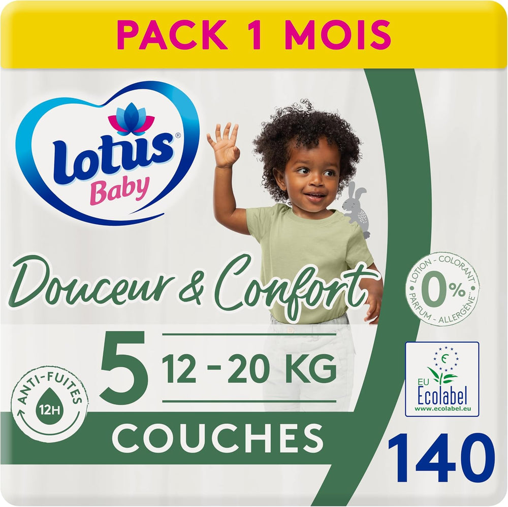 Pañales Douceur Naturelle, talla 5 (12-20 kg), 1 mes, 140 pañales