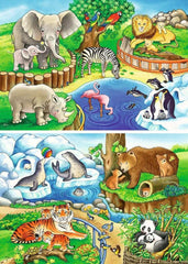 Ravensburger Puzzle para niños - 07602 Animales en el Zoo - Puzzle para niños a partir de 3 años, con 2X12 piezas Puzzle Naty Shop