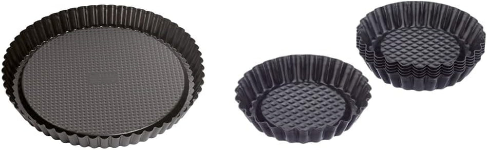 ORIGINAL KAISER Classic Obstbodenform 28 Cm, Obstkuchenform, Gleichmäßige Bräunung & Classic Mini Torteletts 6 Stück, Tartelette Förmchen 10 Cm, Tarteform Klein, Tortelettförmchen Antihaftbeschichte Moldes y bandejas para hornear Naty Shop