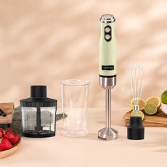 Cecotec Stabmixer Power Retrogreen 1200MAX Cream&Crush, Maximalleistung 1200 W, Tecnología Crossblades, 2 velocidades, Zubehörset Spülmaschinenfest, Spritzschutzhaube Kitchen Naty Shop