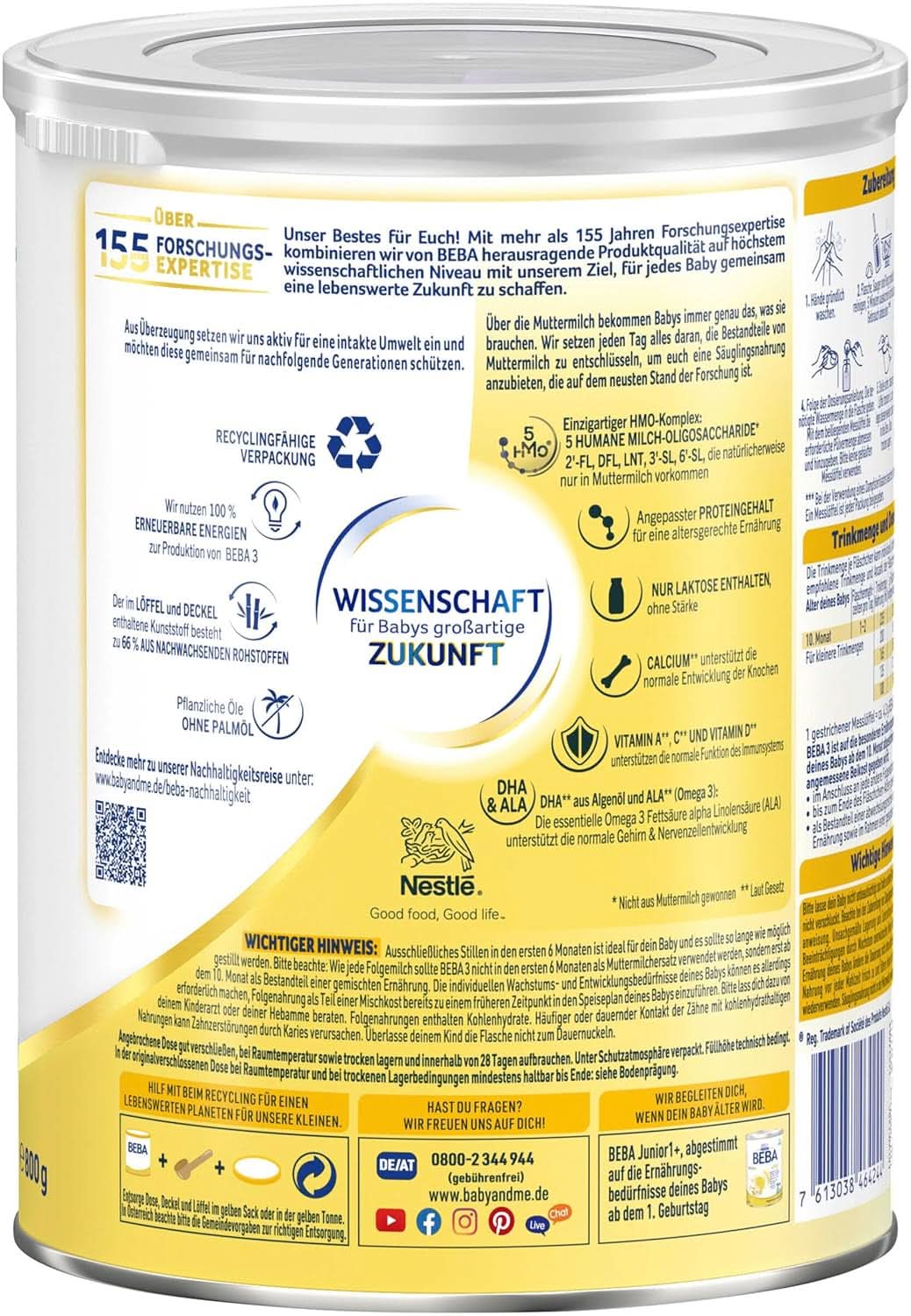 Nestlé BEBA 3 lapte praf de continuare, formulă de continuare de la 10 luni, pachet de 3 (3 X 800G) Mama si Copilul Naty Shop