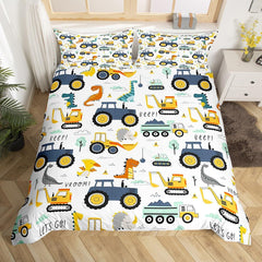 Juego De Cama Jungen Cartoon Car 135X200,Kinder Bau Fahrzeuge Tröster Abdeckung Für Kind Kleinkind Teens,Dinosaurier Bettbezug,Traktor Maschinerie Bagger Bettdecke Abdeckung,Lkw Autos Bettdecke Naty Shop