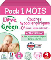 Love&Green, pañales sin cloro, paquete para 1 mes, talla 4 Madre e Hijo Naty Shop