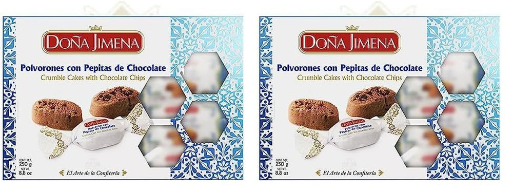 – Polvorones de ciocolată cu bucăți de ciocolată, cea mai înaltă calitate, biscuiți tipici de Crăciun, rețetă artizanală, 250 g (pachet de 2)