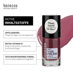Benecos 20-Free esmalte de uñas vegano, tono ciruela dulce - esmalte de uñas a base de hierbas - de secado rápido y de larga duración - permeable al agua - enriquecido con biotina - 5ml