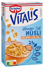 Dr. Oetker Vitalis Less Sweet Crunchy Pure: muesli crujiente con un 30 % menos de azúcar, paquete de 5 (5 x 600 g)