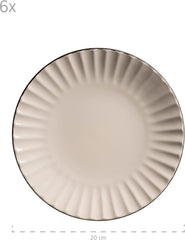 MÄSER 931967 Set de veselă Osita Retro Series pentru 6 persoane în formă de val, set de veselă rotundă cu 18 piese, farfurii de cină, farfurii de desert și boluri pentru cereale, ceramică, alb crem