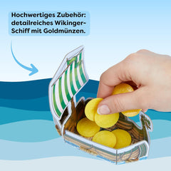 HABA Valley of the Vikings - Juego de mesa de destreza rápida a partir de 6 años para 2-4 jugadores - Tablero de juego XXL y barcos vikingos 3D - Fomenta la táctica y el coraje - 1304697001