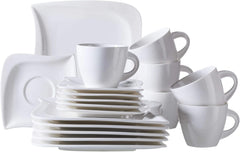 Verso de Mäser, seria La Musica, serviciu de cafea cu 18 piese, set de veselă din porțelan pentru 6 persoane, 921172, alb