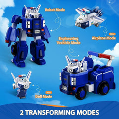 SUPER WINGS - VEHICUL ROBOT CONVERTIBIL "PAUL'S CRUISER" 18 Cm + 1 FIGURĂ 5 Cm - Mașină și avion de jucărie Transform-A-Bots din serialul animat - Jucării pentru copii peste 3 ani Action figures Naty Shop