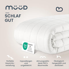 Manta terapéutica de 7 kg I 135X200Cm I Para un sueño reparador I Manta lastrada de alta calidad hecha de algodón transpirable I Antiestrés y terapéutico - Incluye caja de embalaje con asa de transporte Camas y mantas Besuche den müüd-Store