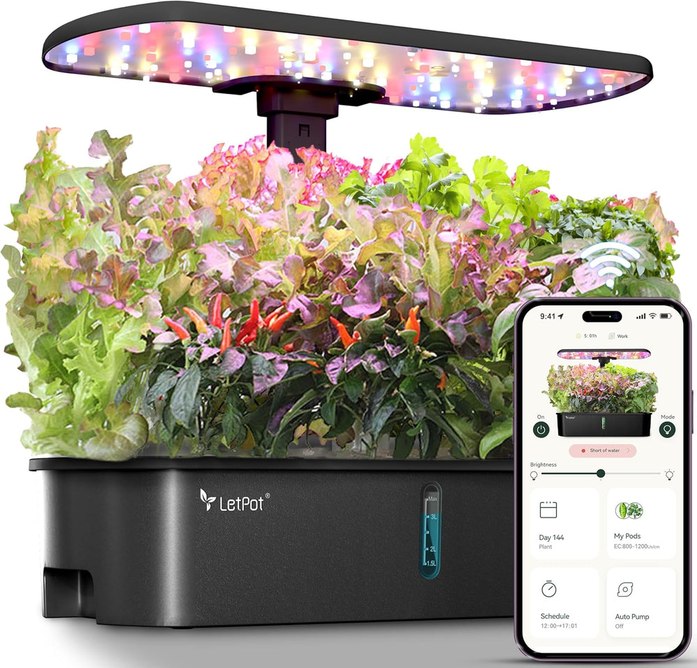 LPH-Air Kits de sistemas de cultivo hidropónico WiFi controlado por aplicación 24 W Smart Indoor Garden Grow Light Full Spectrum 10 Cápsulas Macetero Kit de regalo de jardinería interior
