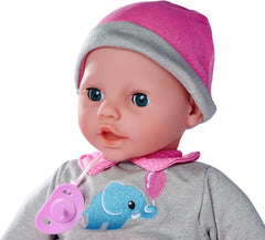 Simba 105140066 - Laura Interactive, păpușă cu corp moale și ochi adormiți, bolborosește când este mișcată, bea dintr-o sticlă și adoarme, 40 cm, păpușă bebeluș pentru copii de la 2 ani