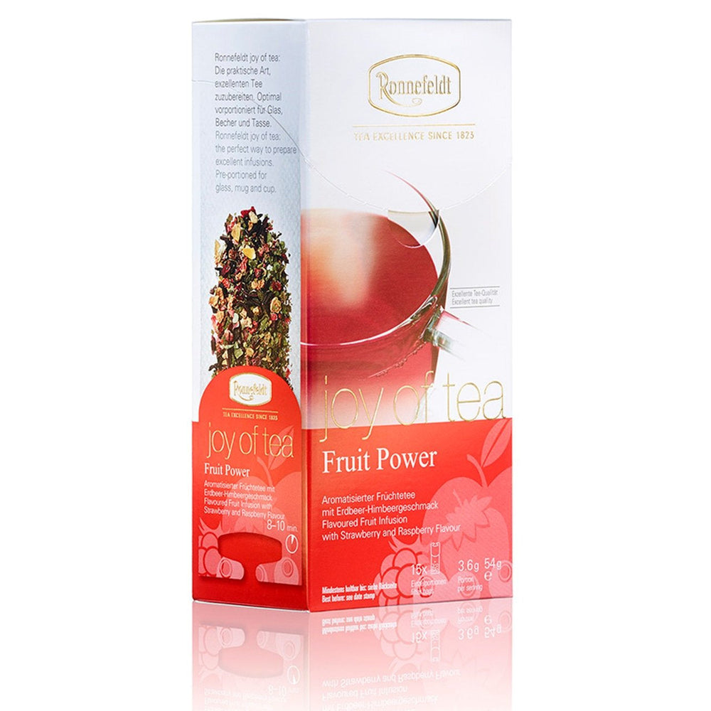 Fruit Power „Joy of Tea” - Ceai de fructe cu aromă de căpșuni și zmeură, 15 pliculețe de ceai, 54 g