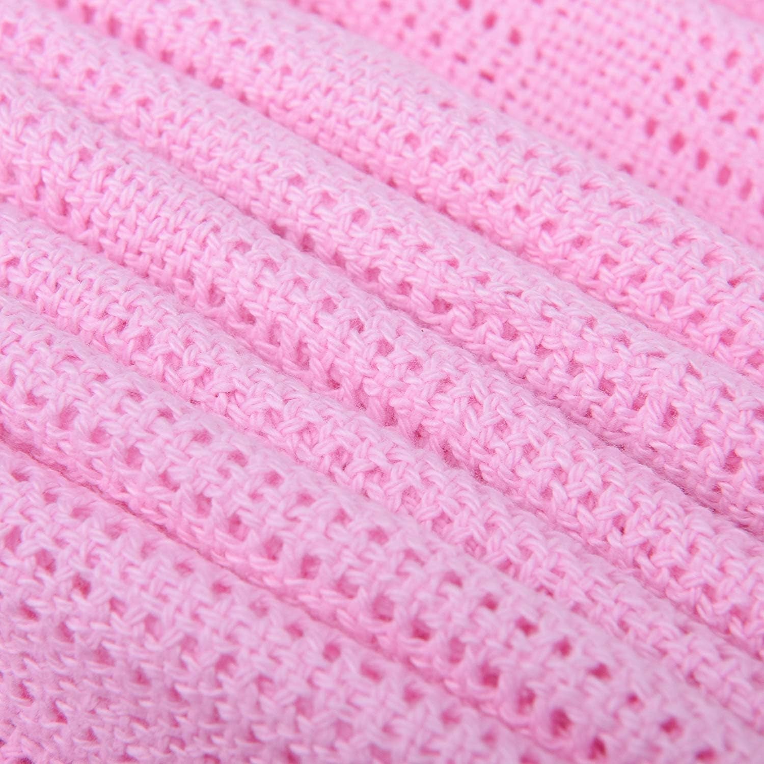 Family Bedding Pătură celulară roz pentru pat dublu, bumbac, cuvertură de pat mare, reversibilă, ușoară, termică, moale, pătură celulară tradițională, 230 X 230 cm Plapumi si pilote Naty Shop