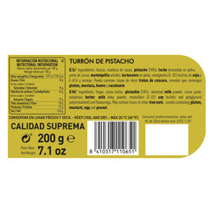 Turrón artesanal de chocolate y pistacho, 200g, textura cremosa, calidad superior, ingredientes finos, sabor auténtico, el turrón más caro del mundo