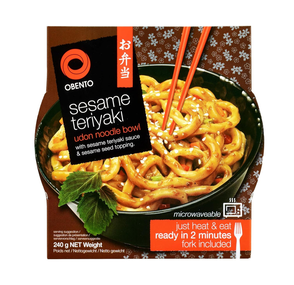 Tazón de sésamo teriyaki udon, comida preparada para microondas, 240 g