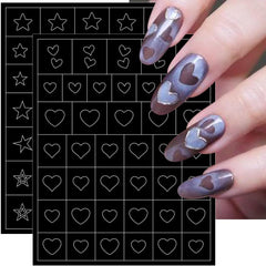 6 foi șablon aerograf unghii autocolante, fluture flacără stele inimă stele unghii autocolante imprimare șablon instrument unghii autocolante autoadezive pentru femei unghii autocolante design unghii artă