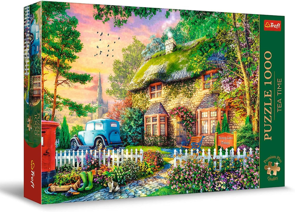 Trefl Premium plus Quality - Puzzle Tea Time: Casas Stoney Lane - 1000 piezas, Serie de imágenes pintadas nostálgicas, Combinación ideal de piezas, Para adultos y niños a partir de 12 años Puzzle Naty Shop Título predeterminado