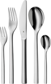 WMF Atria Besteck Set 12 Personen, Essbesteck 60 Teilig, Monobloc-Messer, Cromargan Edelstahl Poliert, Spülmaschinenfest Bucatarie Naty Shop Single Besteck-Set