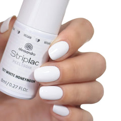 Esmalte de uñas UV Alessandro Striplac White Honeymoon - Delicado y duradero - Fácil eliminación gracias a la tecnología de eliminación - Vegano y libre de crueldad animal - 8 ml