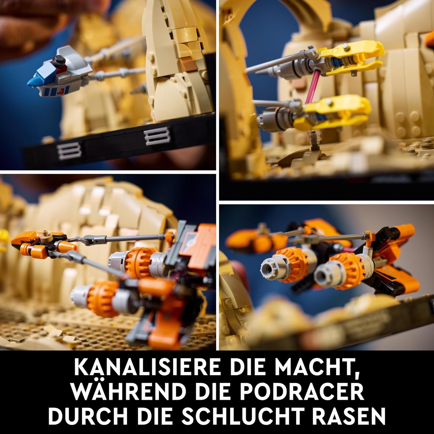 LEGO Star Wars Pod Race in Mos Espa - Diorama, Set pentru adulți, Kit model Amenințarea întunecată, include Podracerul lui Anakin Skywalker, piesă de colecție, cadouri pentru bărbați și femei 75380 Seturi de constructie Besuche den LEGO-Store