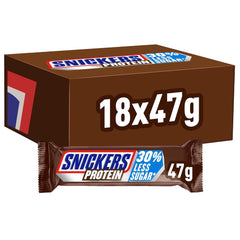 Barras de proteína de chocolate Snickers - Rico sabor con caramelo, avellanas y turrón, paquete a granel 18x47 g