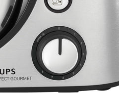 Procesador de alimentos Krups KA631D Master Perfect Gourmet | 1100 vatios | 8 velocidades | Cuenco de acero inoxidable de 4,6 litros | 5 accesorios: set de horneado, recipiente flexible, unidad de picado | Tienda Madre e Hijo de acero inoxidable cepillado Naty Shop