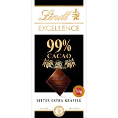 Lindt EXCELLENCE 99% Barra de chocolate negro - Sabor intenso a cacao 50g Vegan Premium