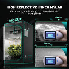 MARS HYDRO Tienda de Cultivo 60x60x140cm, Tienda de Cultivo Interior, Tiendas de Cultivo Mylar Reflectantes para Hidroponía, Bandeja Inferior Extraíble para Espacio de Cultivo de Plantas