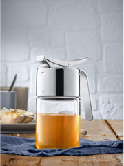 WMF Dozator sirop/miere barista 240ml, borcan de depozitare sticlă & depot 1l, înălțime 21,5 cm, borcan de depozitare cu capac, recipient pentru boabe de cafea, borcan pentru cereale, borcan de depozitare a alimentelor cu deschidere mare de umplere Cutii depozitare alimente Naty Shop