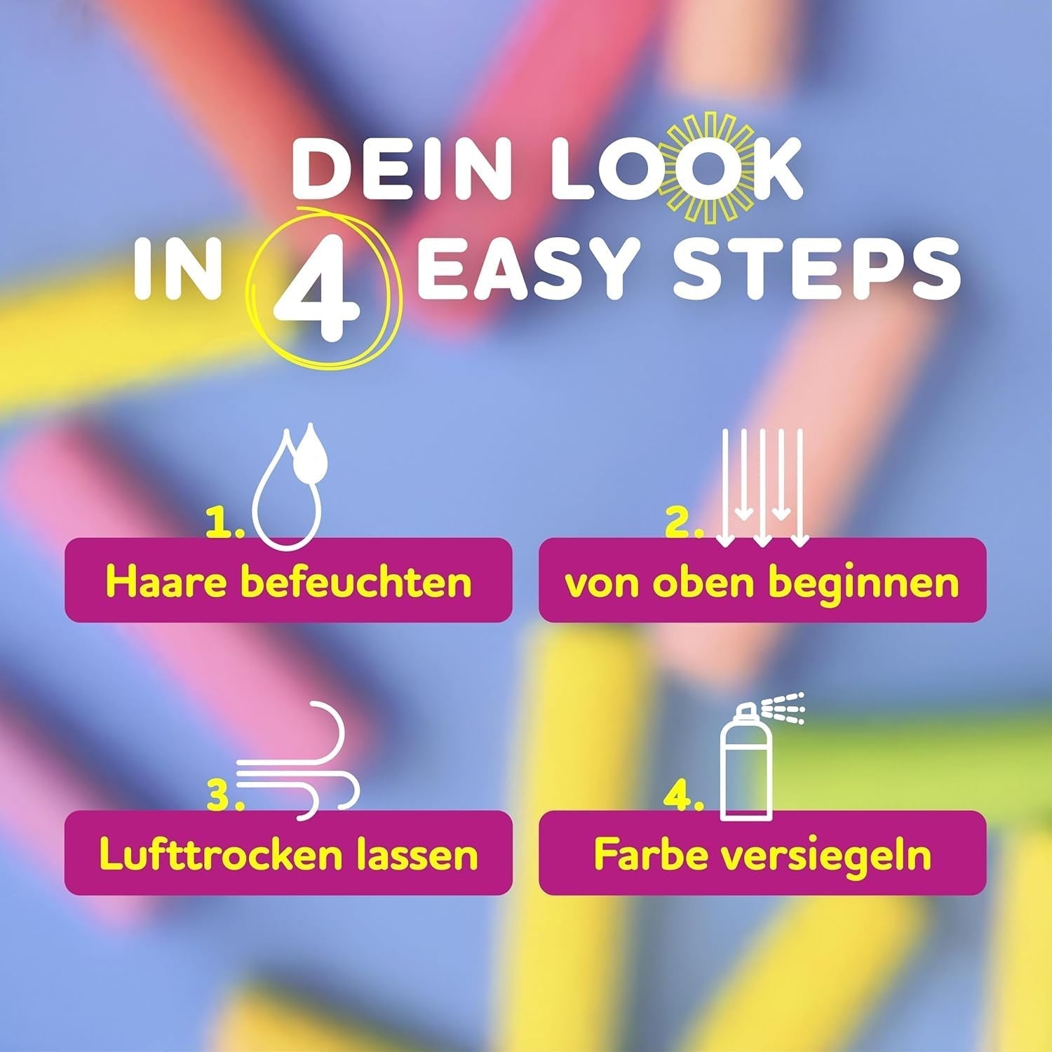 Set de creioane (carioci) de colorare pentru par Vibrant 12 culori - ușor de utilizat - lavabil - vopsea temporară pentru păr - de asemenea, pentru culori de păr întunecate - ca un cadou Halloween Carnaval Ziua de naștere Crăciun Vopsea pentru par Naty Shop