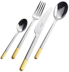 Villeroy & Boch - Ella Cubiertos parcialmente dorados, 30 piezas, 6 personas, aptos para lavavajillas, acero inoxidable Cocina Naty Shop