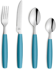 Beckmann & Rommerskirchen 2515 VALOA Besteck Set 4 personas | 16-Teilig | Petróleo | Spülmaschinenfest | Hochglanzpoliert | Essbesteck: 4X Messer, Gabel, Esslöffel, Kaffeelöffel Cocina Naty Shop Gasolina