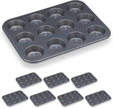 Relaxdays Muffinform, 2Er Set, 12Er Muffinbleche, Antihaftbeschichte, Carbonstahl, Muffins & Cupcakes, Ø 6,5 Cm, Trigo, 10030825 Moldes y bandejas para hornear Naty Shop 2