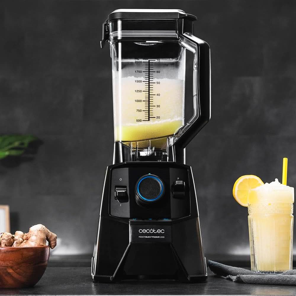 Cecotec Standmixer Power Black Titanium 2000 Pro, 2000 W- Leistung, 8 Mix-Klingen, Schwarz Titan-Beschichtung, 3 Programme, Quadratischer Krug, Bpa-Frei Mama si Copilul Naty Shop