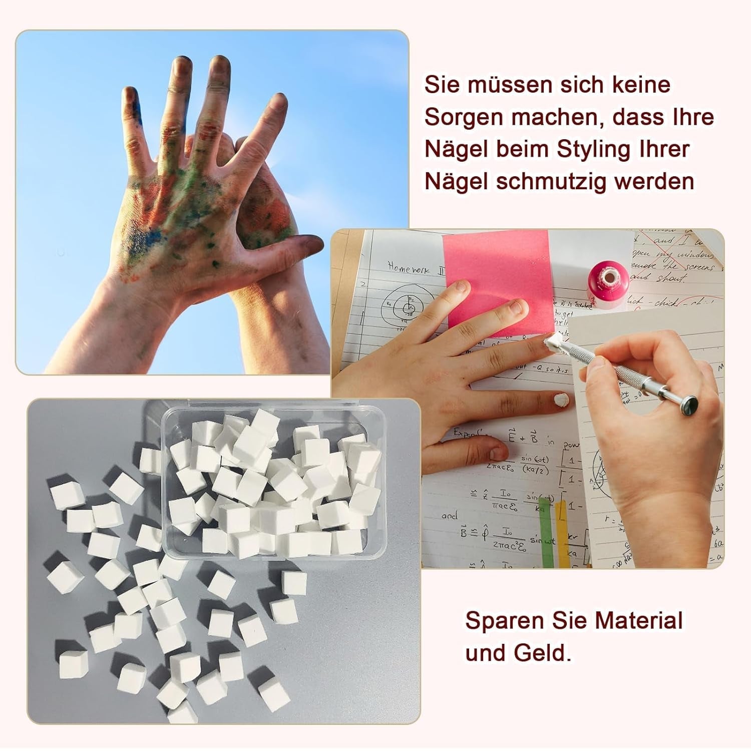 KASURE 300 Stück Nail Art Schwamm, Metall Mit Greifer Nagel Pinsel, Nageldesign Zubehör Für Nail Art, Schwammpinsel Für Farbverlaufs-Nageldesign