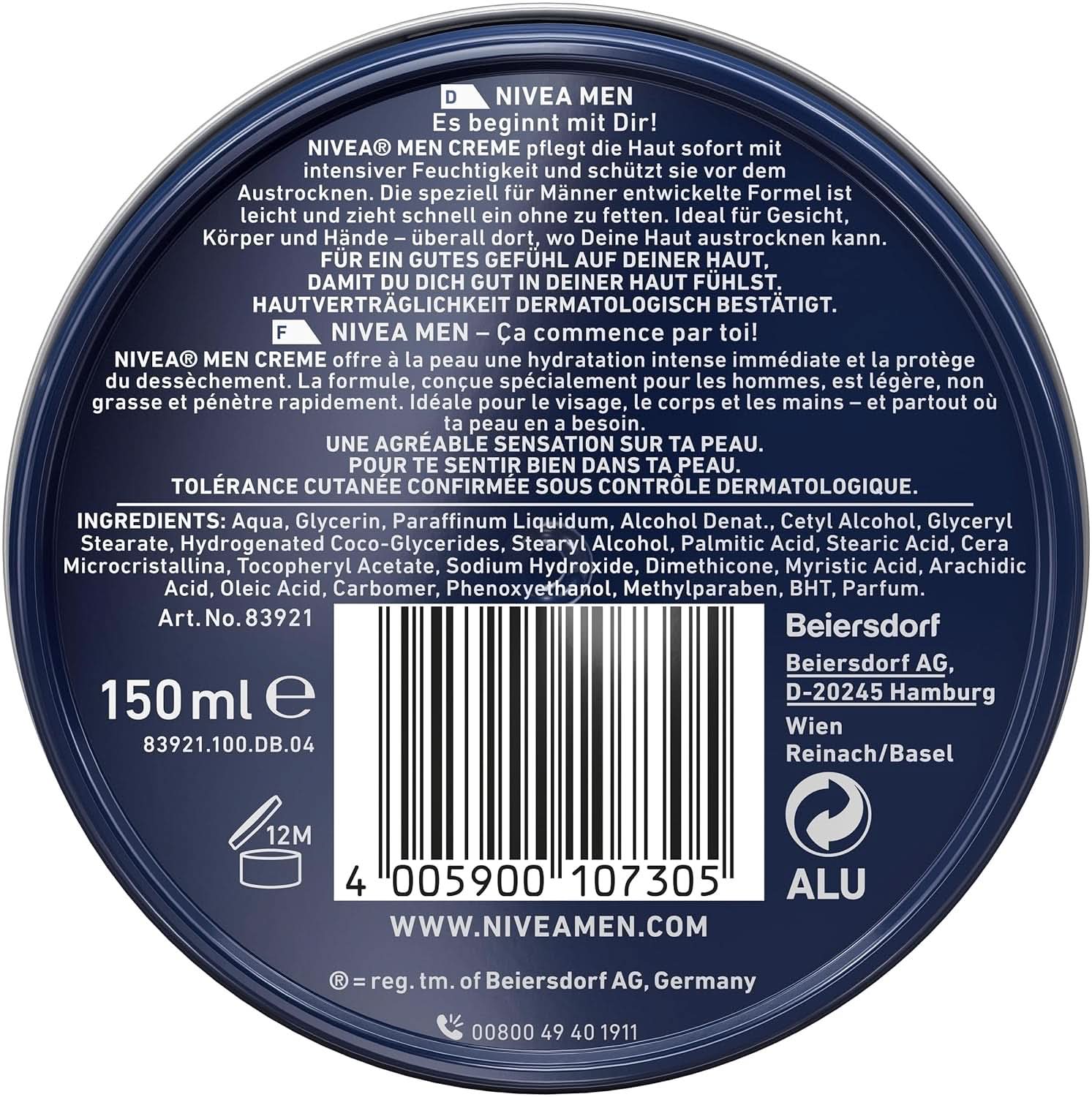 NIVEA MEN Creme, cremă hrănitoare pentru piele cu vitamina E, 150 ml Naty Shop