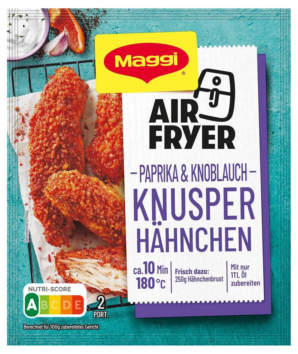MAGGI Airfryer Knusper Hähnchen - Paprika und Knoblauch, paquete 1 (1 x 39 g)