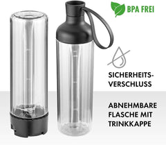ZWILLING Batidora de pie, batidora, Inkl. Trinkflasche Mit Verschluss, 600 Ml, 300 Watt, Edelstahl/Kunststoff, Schwarz Kitchen Naty Shop