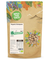 Garbanzos ecológicos Wholefood Earth 3 kg | Sin OGM | Vegano | Rico en fibra | Rico en proteínas | Certificado orgánico
