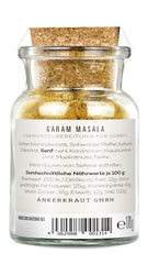 Ankerkraut Garam Masala, Gewürz für indisches Gericht, Leckeres Curry mit Fleisch würzen, Taste of India, 65 g en vaso de corcho