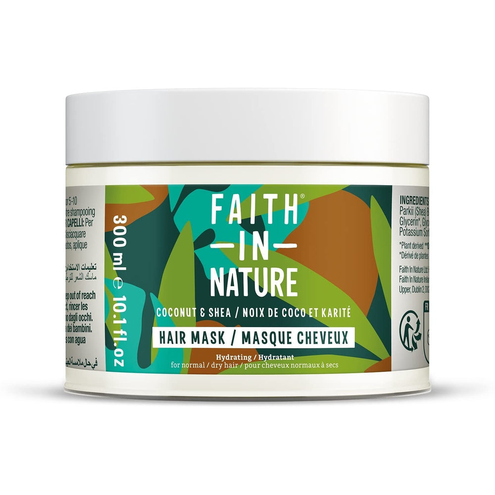 Faith in Nature Mască de păr naturală din nucă de cocos, hidratantă, vegană, cruelty-free, fără SLS și parabeni, păr normal sau uscat, 300 ml Masca de par Naty Shop Shea de nucă de cocos 300 G (1 pachet)