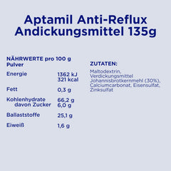 Aptamil Anti-Reflujo - Fórmula completa desde el nacimiento Manejo dietético Vómitos y regurgitaciones Alimentos para bebés Leche en polvo 6 x 135 g