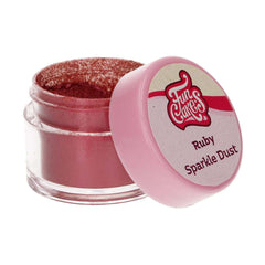 Funcakes Sparkle Dust Ruby: Pudră colorată strălucitoare pentru alimente, pentru decorarea torturilor, certificată Halal