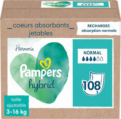 Pampers (versión antigua), paquete de 108 absorbentes de una sola hoja, estándar, 1 pieza