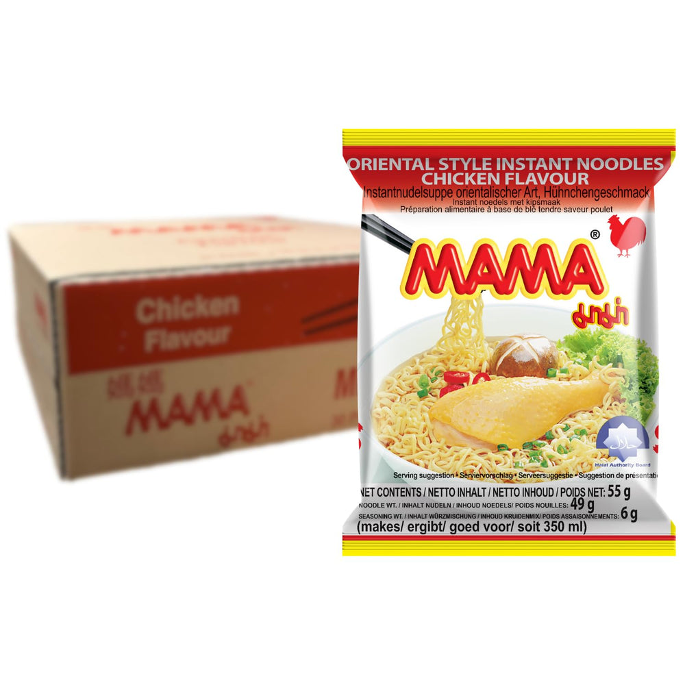 MAMA - Fideos instantáneos con pollo - Paquete múltiple (30 X 55 GR)