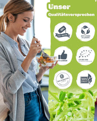 Juego de tarros de germinación de 3100 ml con set de regalo - Organic Fitness Mix, Power Mix y Detox Mix, 75 g cada uno - Tarro de germinación - incl. tapa de frasco, soporte y colador