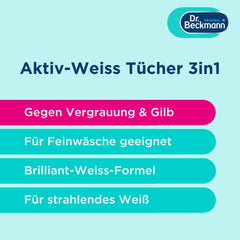 Dr. Beckmann Fest Wipes, Active-White, 15 toallitas Detergentes para la ropa Naty Shop