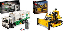 Autobasculantă electrică LEGO Technic Mack LR, model de autobasculantă pentru jocuri de rol de reciclare & Buldozer Technic Heavy Duty, buldozer de jucărie de construit Seturi de constructie Besuche den LEGO-Store Autobasculantă + buldozer de mare putere